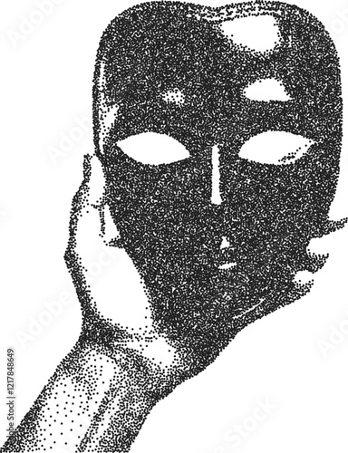 Roman vintage y2k stipple art, greek halftone stipple brutalist retro vector png with transparent background, statue 2000s aesthetic photocopy effect tattoo