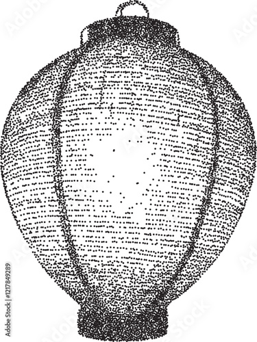 Chinese lantern vintage y2k stipple art, asian lantern halftone stipple brutalist retro vector png with transparent background, festival 2000s aesthetic photocopy effect tattoo