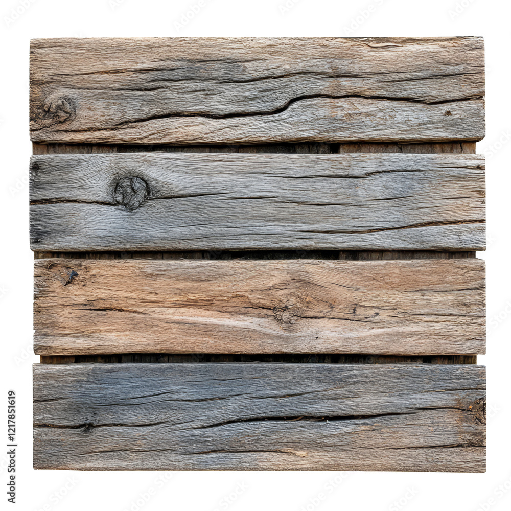Fototapeta premium Rustic old wood plank texture background isolated on a bright transparent surface for creative design work, Old wood plank texture background isolated on transparent background