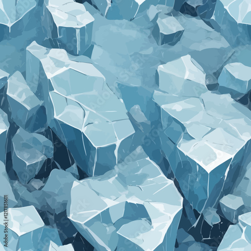 Processed collage of thick layer of cracked ice texture. Background for banner, backdrop or texture for 3D mapping