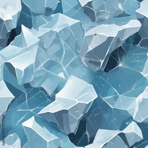 Processed collage of thick layer of cracked ice texture. Background for banner, backdrop or texture for 3D mapping