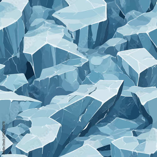 Processed collage of thick layer of cracked ice texture. Background for banner, backdrop or texture for 3D mapping