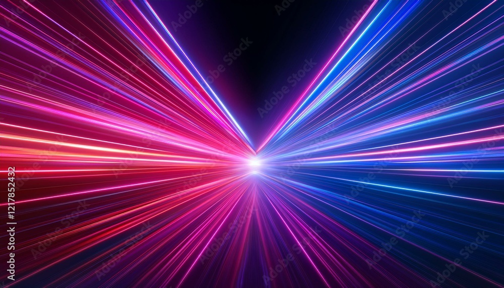 Obraz premium Abstract neon light streaks lines motion background