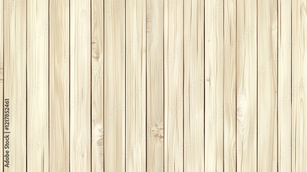 Obraz premium Seamless Background of Vertical Pine Wood Planks Featuring Light Yellowish Tones, Visible Knots, and a Freshly-Sanded Surface for a Natural and Raw Look