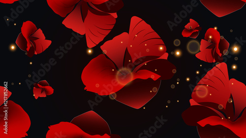 Red colors on black background, exquisite natural background