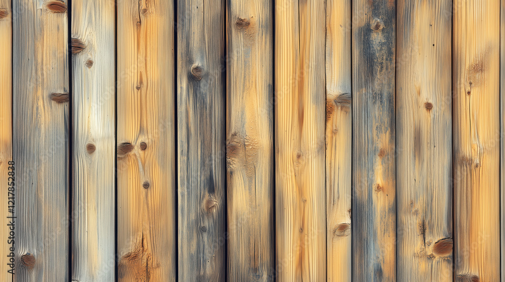 Seamless Background of Vertical Pine Wood Planks Featuring Light Yellowish Tones, Visible Knots, and a Freshly-Sanded Surface for a Natural and Raw Look Seamless Background of Vertical Pine Wood Planks Featuring Light Yellowish Tones, Visible Knots, and a Freshly-Sanded Surface for a Natural and Raw Look
