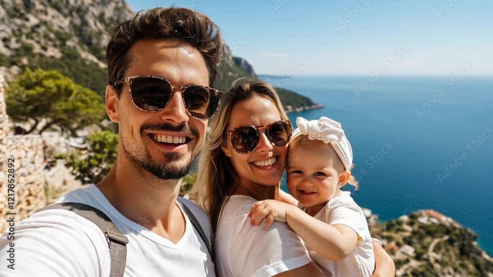 Selfie of young happy family at the beach
Selfie of young happy family at the beach