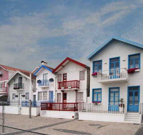 Urban landscape of a street in the city of Costa Nova in the district of Aveiro in Portugal photo