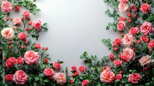 Wallpaper Mural Pink Roses Floral Frame: A Romantic Springtime Bouquet Torontodigital.ca