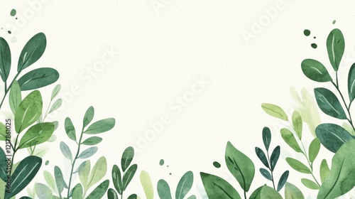 Wallpaper Mural Discover a serene watercolor background with lush green leaves, perfect for graphics, presentations, and beautiful decor. Torontodigital.ca