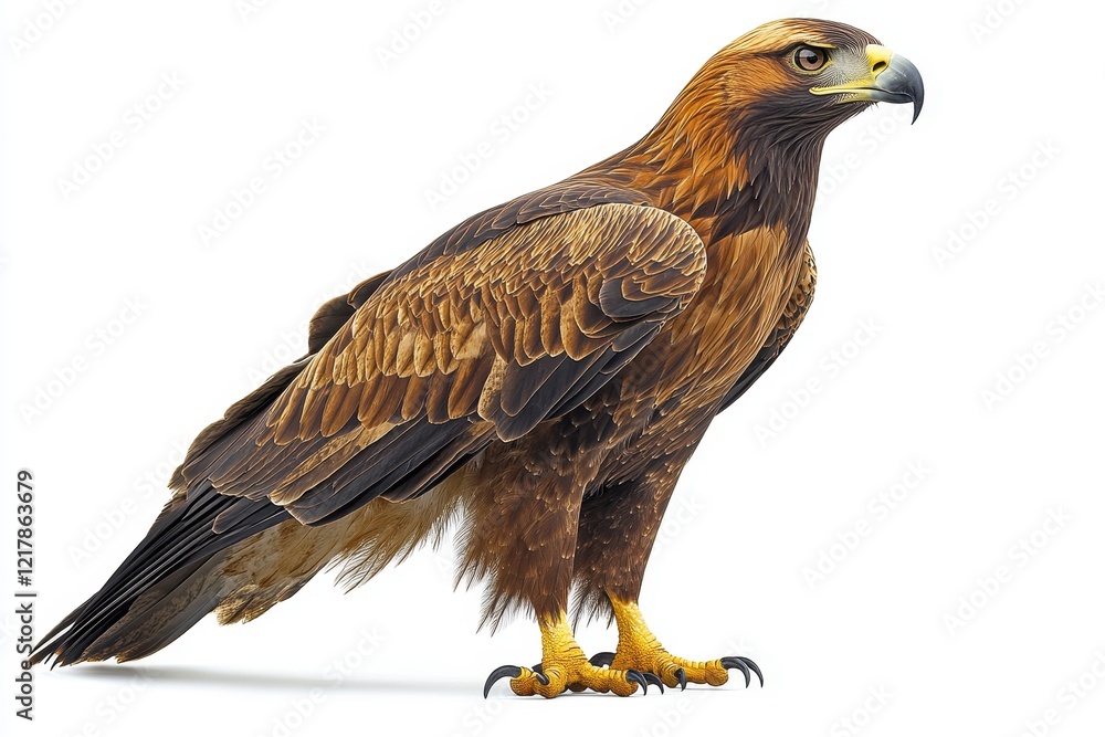 A majestic golden eagle standing proudly with detailed feather texture. A majestic golden eagle standing proudly with detailed feather texture.
