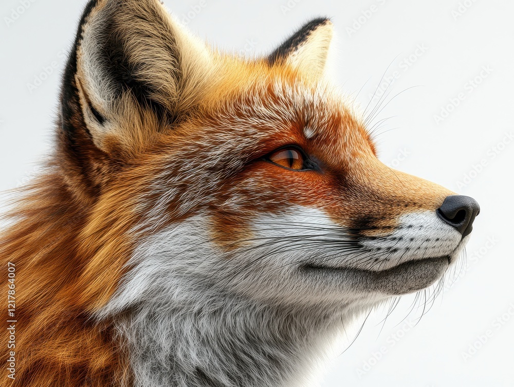 Fototapeta premium Detailed close-up of a fox's head showcasing its fur and features.