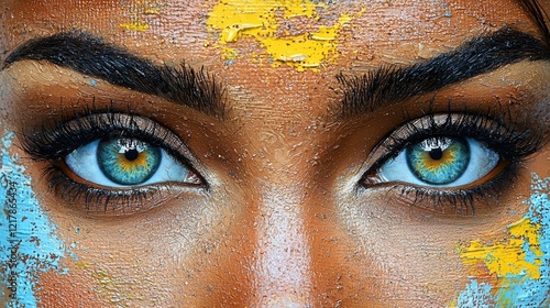 Vibrant Eyes Painted Face Artistic Expression