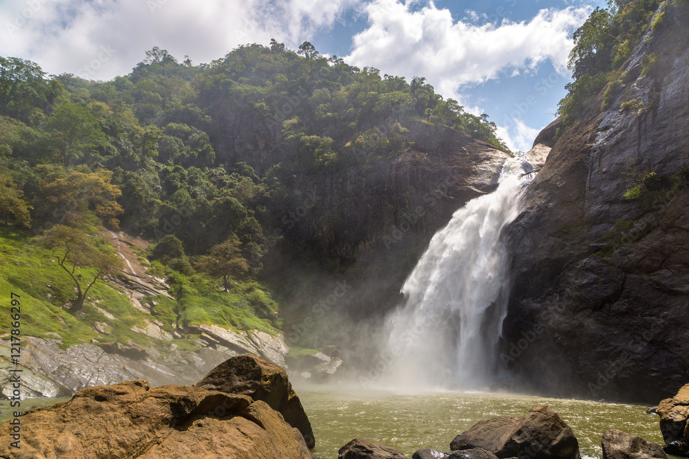 Dunhinda waterfall in Sri Lanka