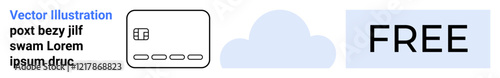 Blue cloud symbol, minimal web interface, FREE text, placeholder text. Ideal for cloud storage advertisements, web service promotions, free tier offerings, tech service landing pages, software