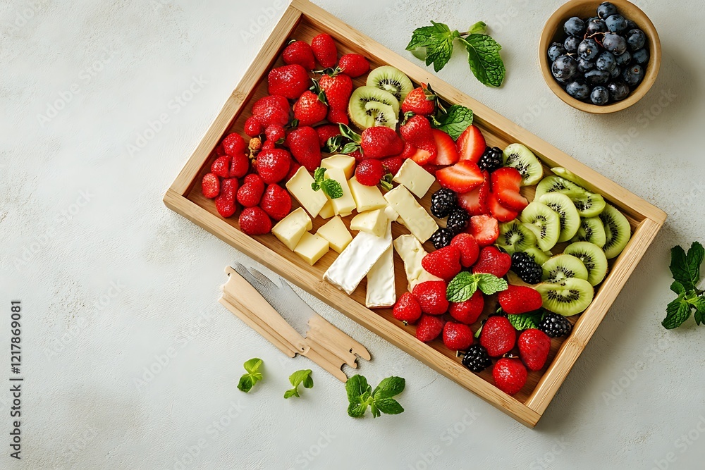 A Colorful Cheese and Fruit Platter A Colorful Cheese and Fruit Platter