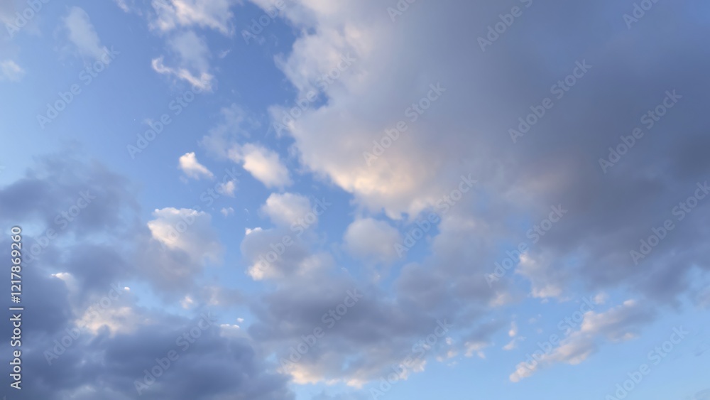 Serene Blue Sky with Fluffy Cumulus Clouds Serene Blue Sky with Fluffy Cumulus Clouds