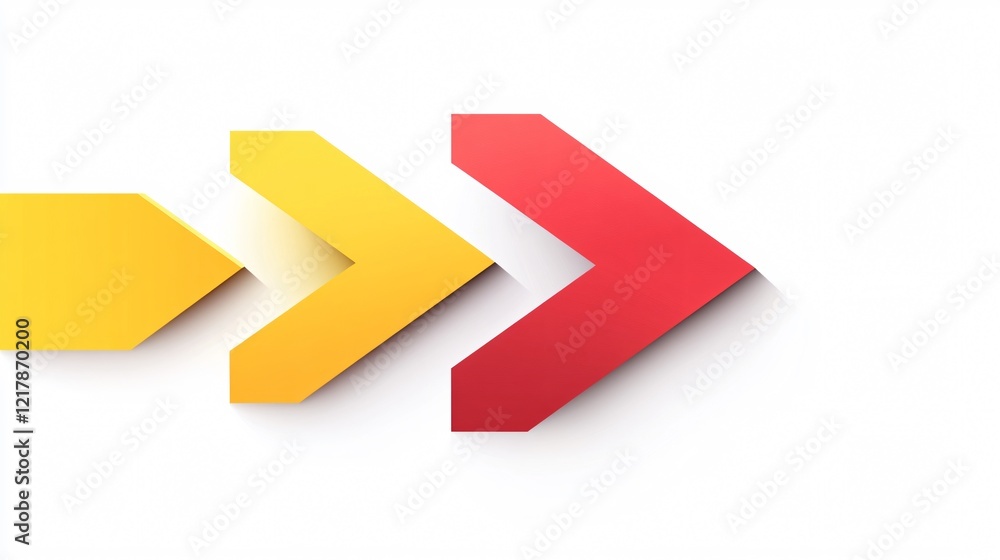 Vibrant Red and Yellow Arrow Illustration in Wide Angle Centered View Vibrant Red and Yellow Arrow Illustration in Wide Angle Centered View