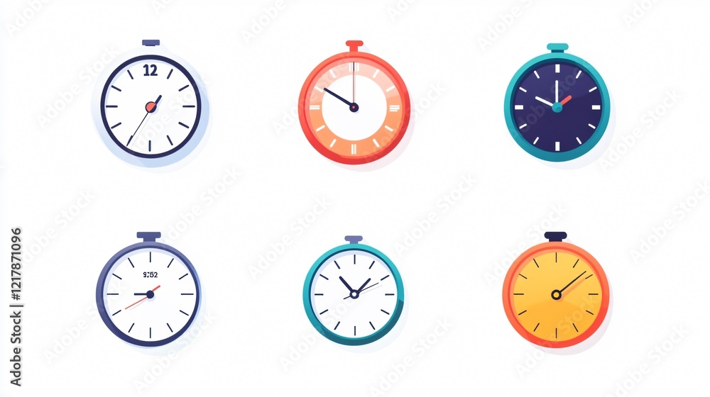 Time Clock Timer Hour Date Linear Icons Set Design Time Clock Timer Hour Date Linear Icons Set Design