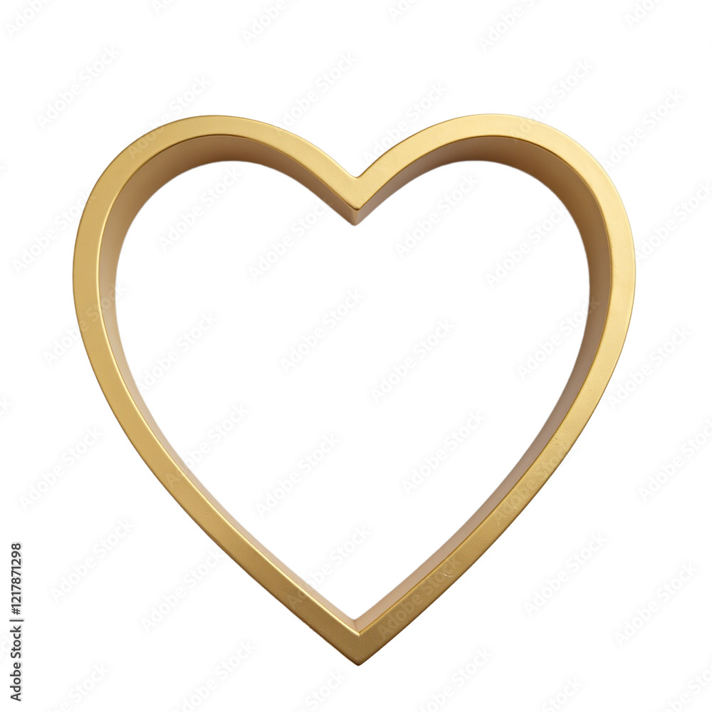 Gold heart-shaped frame on white background Gold heart-shaped frame on white background