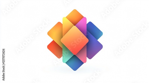 Colorful Waving Squares Vector Icon in Wide Angle Center photo