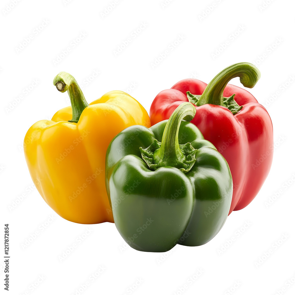 Fresh peppers in vibrant colors arranged on a transparent background for culinary inspiration and healthy eating, Fresh peppers isolated on transparent background Fresh peppers in vibrant colors arranged on a transparent background for culinary inspiration and healthy eating, Fresh peppers isolated on transparent background