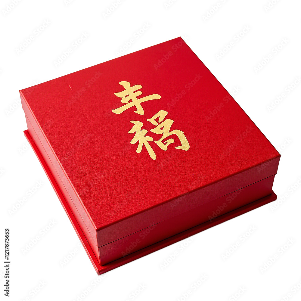 Red and gold Chinese decorative box on white background Red and gold Chinese decorative box on white background