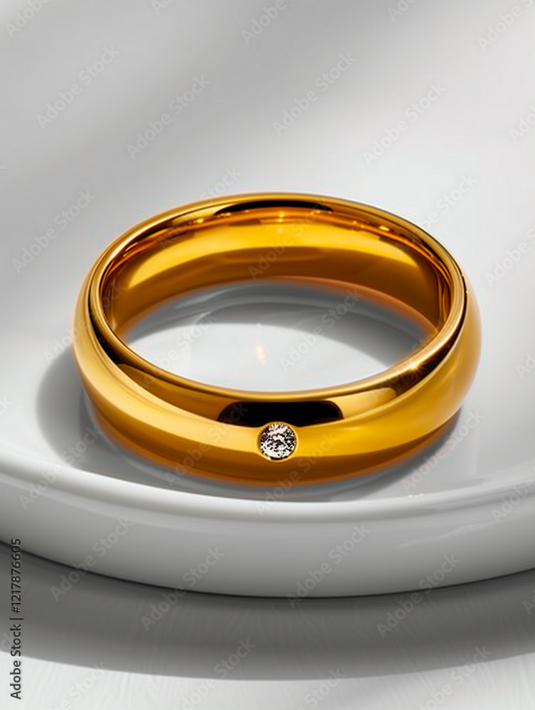 Gold Ring with Single Diamond Accent Gold Ring with Single Diamond Accent