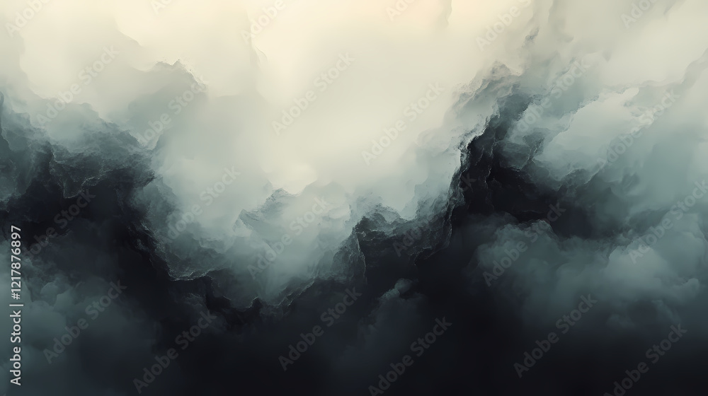 Fototapeta premium Lightening,dark white clouds background electrical storm,lightning bolt with black and gray smoke from bottom to top. Thunder Peaks. Illustration