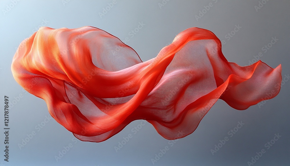 Fototapeta premium Abstract Red and Orange Fabric Flowing in Dynamic Motion
