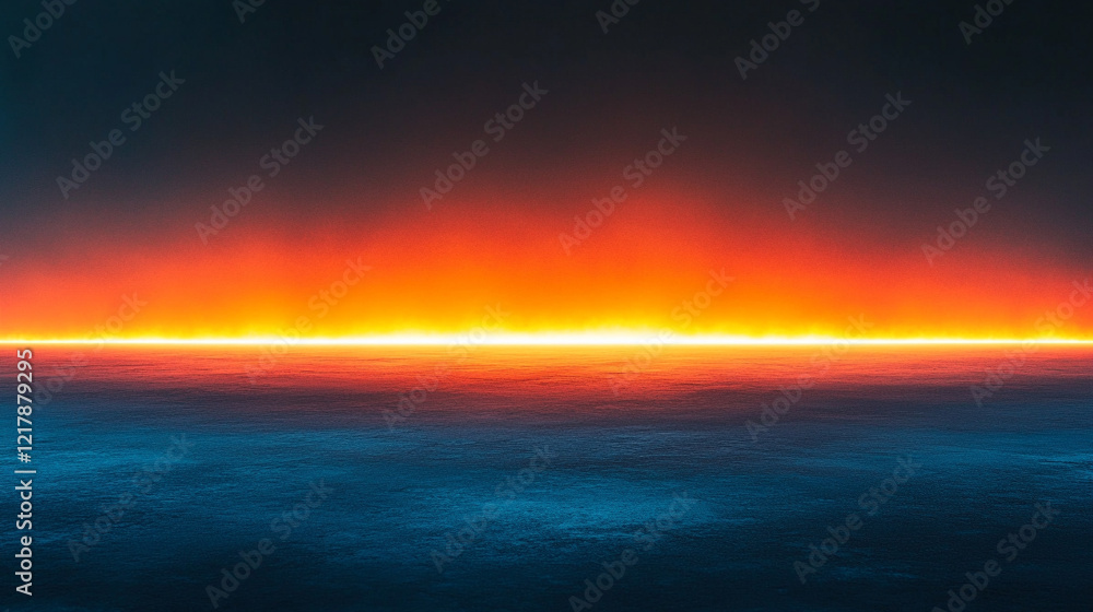 Abstract horizontal line of light glowing blue and orange at the horizon against a black background with minimalistic bright tone blurred modern design with blank caption space on the side
Abstract horizontal line of light glowing blue and orange at the horizon against a black background with minimalistic bright tone blurred modern design with blank caption space on the side