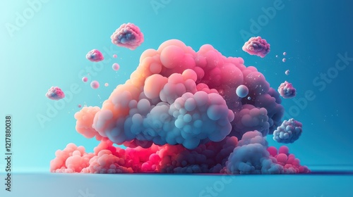 Creative 3D icon representing cloud computing, integrating artistic elements to visualize data storage capabilities