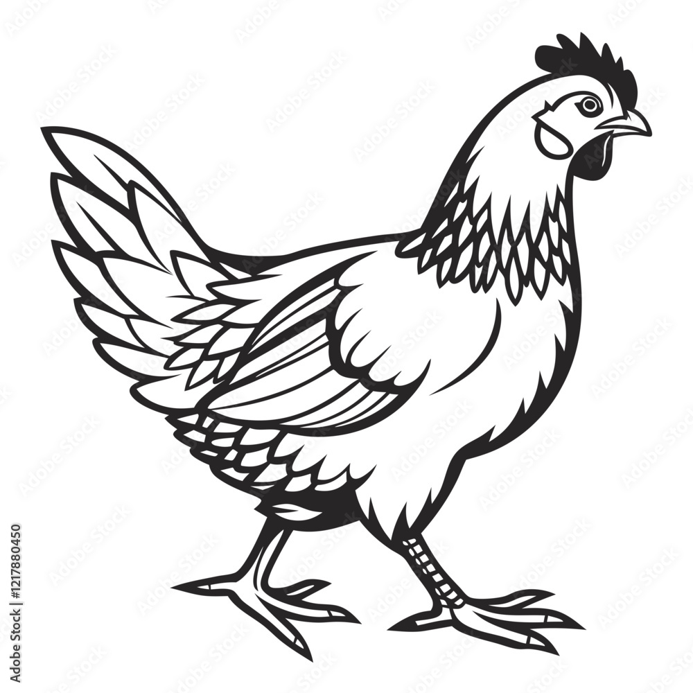 Fototapeta premium chicken logo, black outline, vector graphic, transparent background