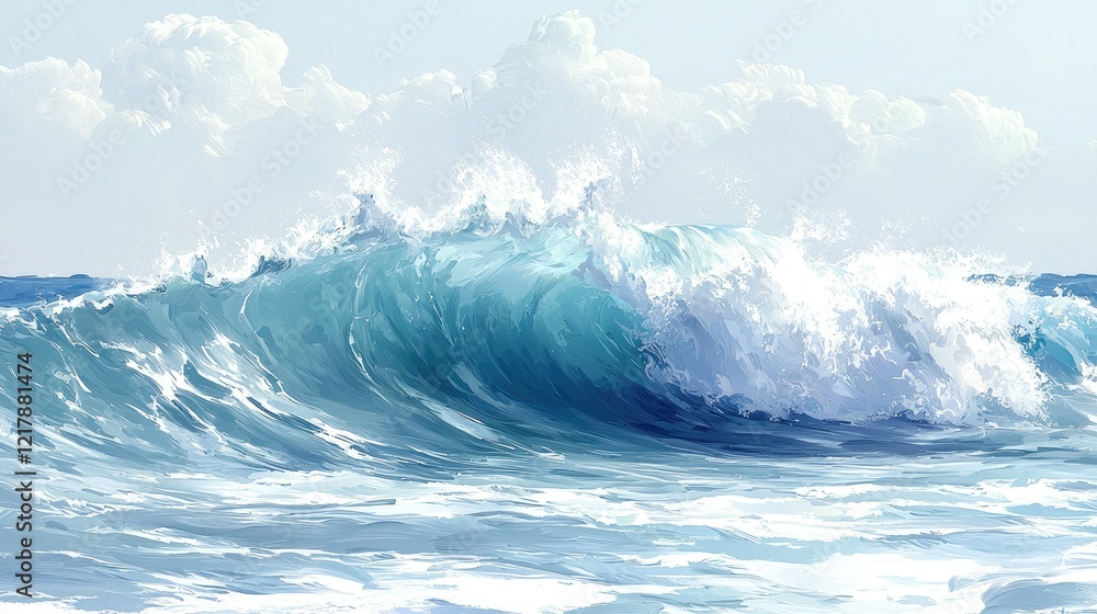 A Majestic Ocean Wave Under a Cloudy Sky A Majestic Ocean Wave Under a Cloudy Sky