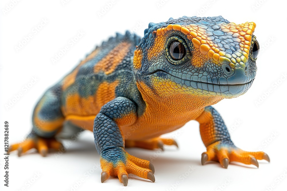 Obraz premium A colorful, stylized lizard with vibrant blue and orange patterns.