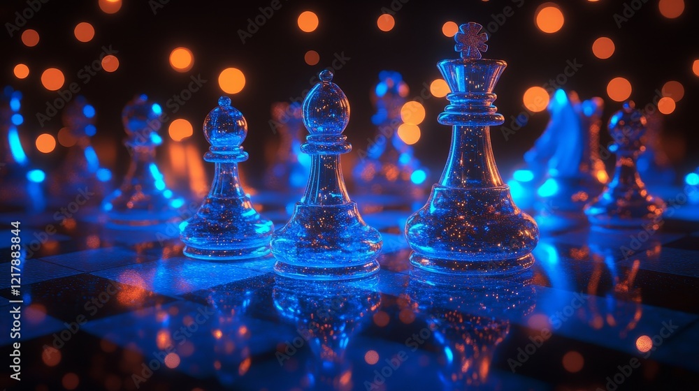 A magical chess-themed game backdrop, perfect for a chess tournament or a fantasy magic chess scenario