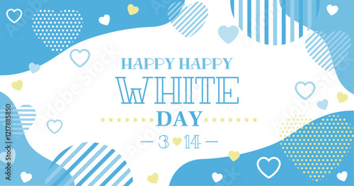 ポップでかわいい、メンフィスデザインのホワイトデーのフレーム背景イラスト