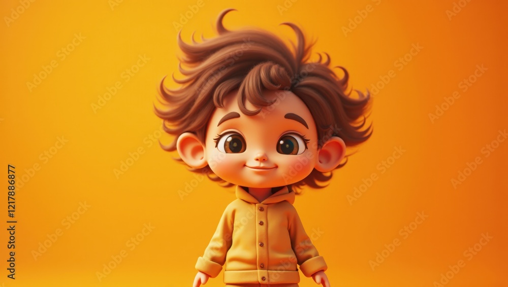 3D Render: Stylized Toddler in Yellow Clothing 3D Render: Stylized Toddler in Yellow Clothing