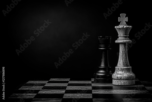 Tense Chess Duel with High Contrast Lighting