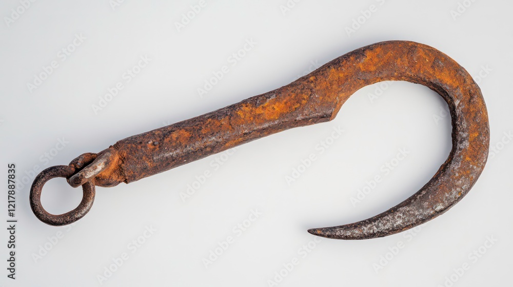 Rusted double-prong fish hook on a plain white background Rusted double-prong fish hook on a plain white background