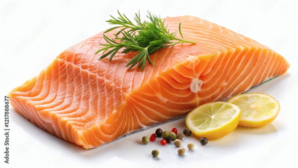Fresh salmon fillet on a white background Fresh salmon fillet on a white background