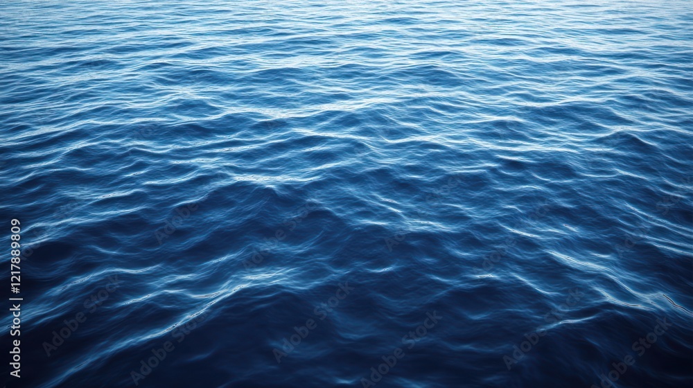 Naklejka premium Calm Ocean Surface with Subtle Waves creating a serene and peaceful blue texture