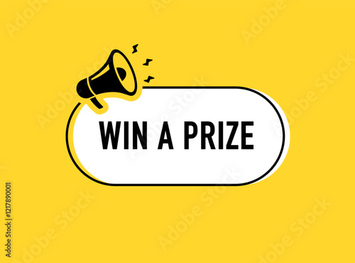 Megaphone with enter to win prizes speech bubble. Loudspeaker. Banner for business, marketing and advertising. Vector illustration.