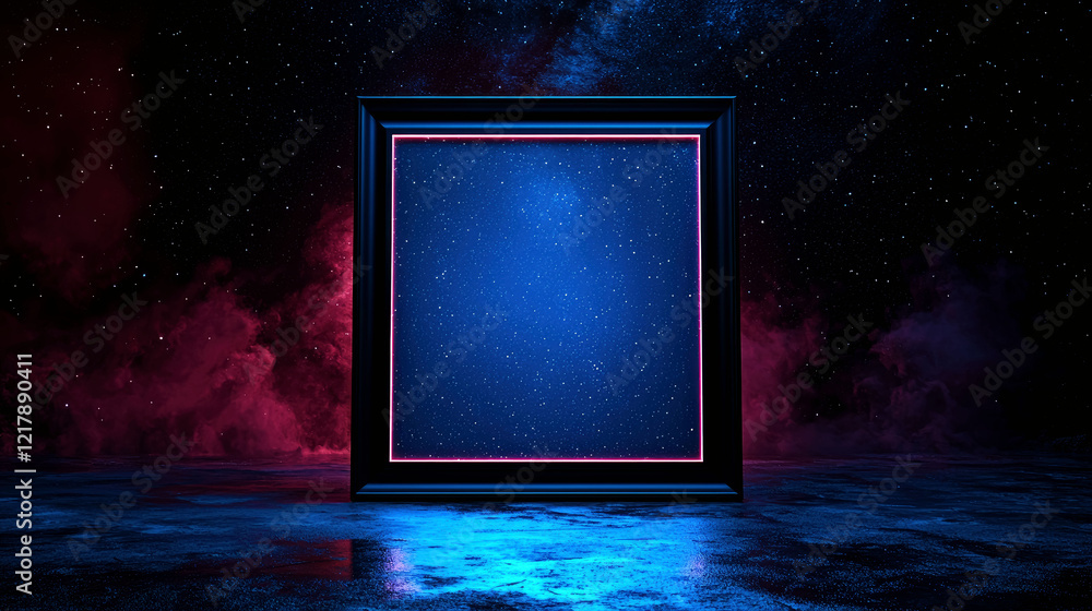 Cosmic Gateway: A mesmerizing abstract space art with neon frame and vibrant cosmic colors. Explore the depths of a starry night sky. Cosmic Gateway: A mesmerizing abstract space art with neon frame and vibrant cosmic colors. Explore the depths of a starry night sky.