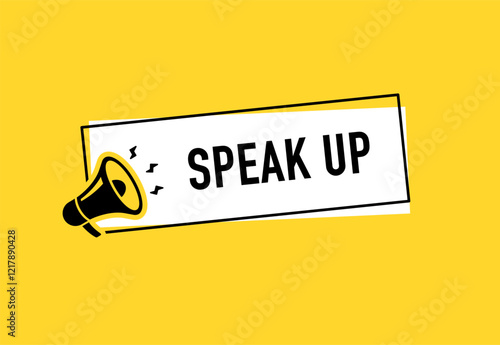 Megaphone with speak up speech bubble. Loudspeaker. Banner for business, marketing and advertising. Vector illustration.