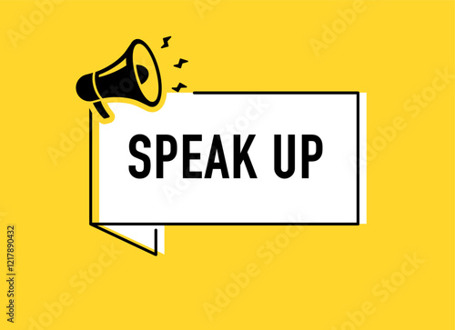 Megaphone with speak up speech bubble. Loudspeaker. Banner for business, marketing and advertising. Vector illustration.
