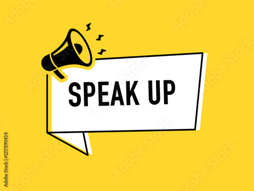 Megaphone with speak up speech bubble. Loudspeaker. Banner for business, marketing and advertising. Vector illustration.