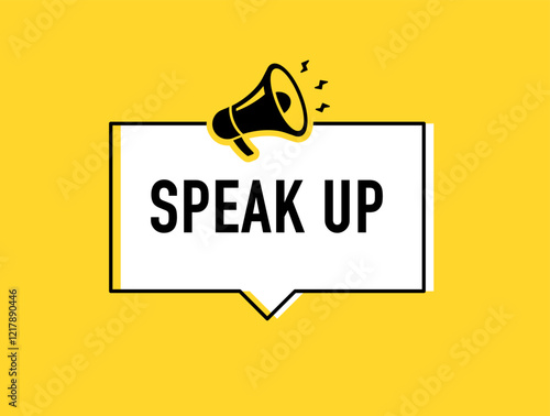 Megaphone with speak up speech bubble. Loudspeaker. Banner for business, marketing and advertising. Vector illustration.