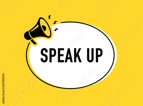 Megaphone with speak up speech bubble. Loudspeaker. Banner for business, marketing and advertising. Vector illustration.