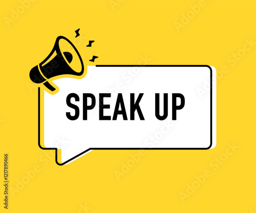 Megaphone with speak up speech bubble. Loudspeaker. Banner for business, marketing and advertising. Vector illustration.
